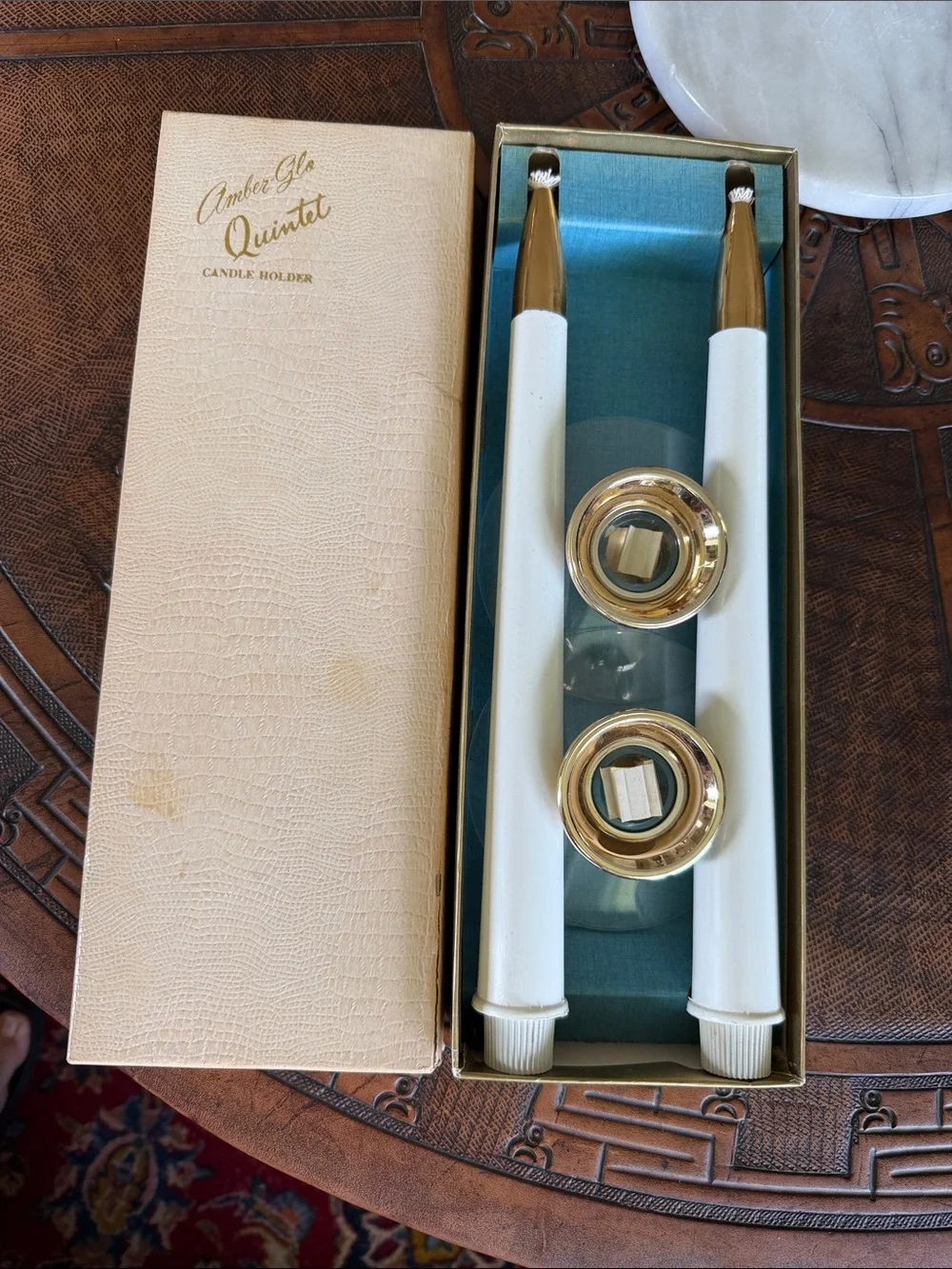 Ivory Taper Candles with Gold Tip